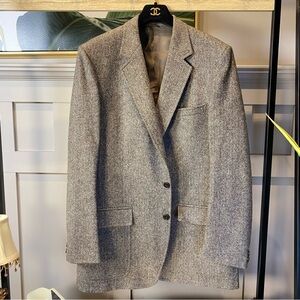 Vtg 42L Tan Brown Shipley Tweed 100% Wool Mens Jacket Blazer Sport Coat